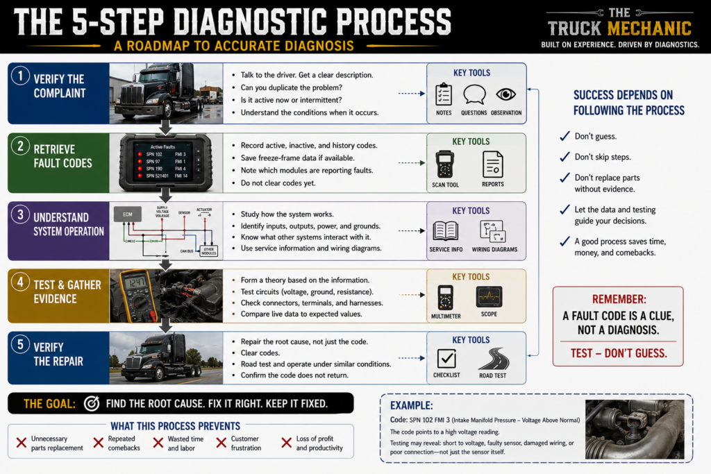 Heavy Truck 5 Step Diagnostic Process