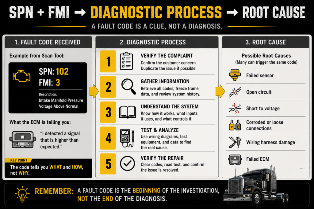 heavy truck fault code diagnostic process